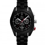 Montre homme Chiffre Rouge A05 Dior Horlogerie, 41 mm chronographe automatique, acier surmoulé de caoutchouc noir
